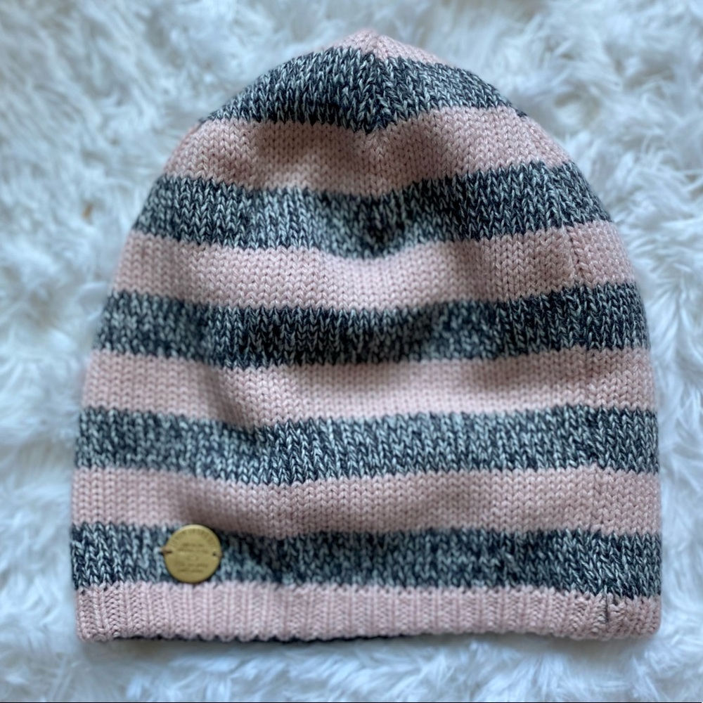 AMERICAN VINTAGE STYLE REVERSIBLE STRIPED SOLID KNIT BEANIE HAT